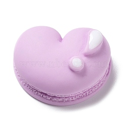 Opaque Resin Enamel Decoden Cabochons, Imitation Food, Heart Shaped Macaron, Plum, 17x21.5x9.5mm(RESI-M032-02G)