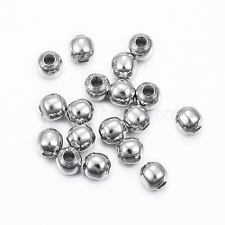304 Stainless Steel Beads, Round, Stainless Steel Color, 3x3mm, Hole: 1mm(STAS-H396-A-08P)