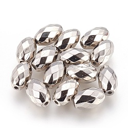 CCB Plastic Beads, Oval, Faceted, Platinum, 13.5x8.5mm, Hole: 2mm(CCB-E053-12P)