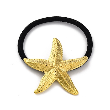 Ion Plating(IP) 304 Stainless Steel Hair Ties, with Nylon Cord, Starfish, Golden, Inner Diameter: 45mm