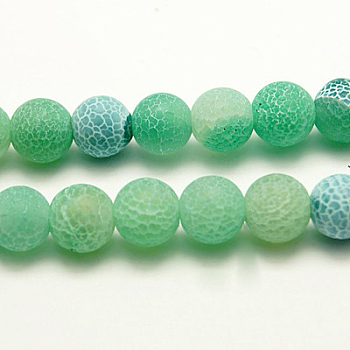 Natural Crackle Agate Beads Strands, Dyed, Round, Grade A, Green, 6mm, Hole: 1mm, about 63pcs/strand, 15.5