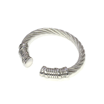 304 Stainless Steel Cuff Bangles, Antique Silver, 2-3/8 inch(59x60mm)