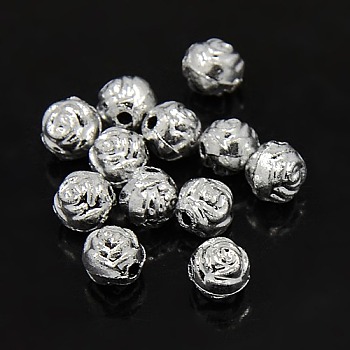 Plating Plastic Acrylic Flower Rose Beads, Silver Plated, 8mm, Hole: 1.5mm, about 1800pcs/pound