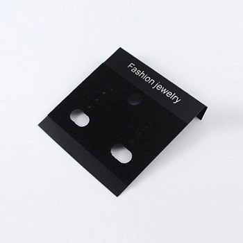 Plastic Earring Display Card, Rectangle, Black, Size: about 52mm long, 50mm wide.