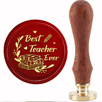 Brass Wax Seal Stamp with Handle, for DIY Scrapbooking, Teacher's Day Themed Pattern, 3.5x1.18 inch(8.9x3cm)
