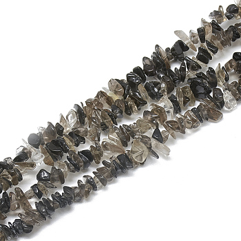 Natural Smoky Quartz Beads Strands, Chip, 3~11x3~5x1~4mm, Hole: 1mm, about 380~400pcs/strand, 33 inch