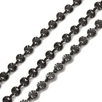 304 Stainless Steel Flower Link Chains, with Spool, Unwelded, Electrophoresis Black, 6x4x0.6mm, about 32.81 Feet(10m)/Roll