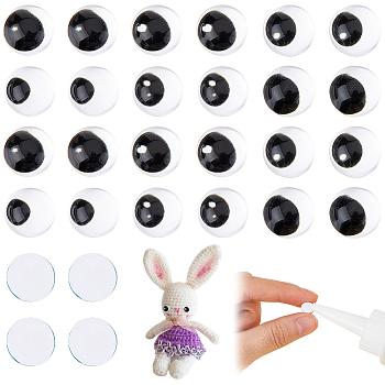 SUPERFINDINGS 36Pcs 12 Style Black & White Wiggle Googly Eyes Cabochons DIY Scrapbooking Crafts Toy Accessories, White, 7.5~8x3.5~4mm, 3pcs/style