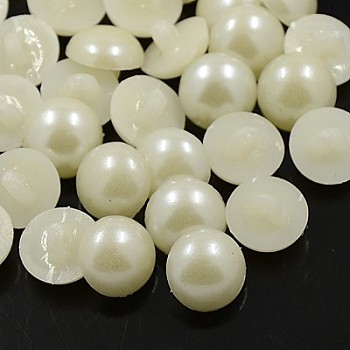 Acrylic Shank Buttons, 1-Hole, Dyed, Spray Painted, Half Round/Dome, White, 12x4mm, Hole: 2mm