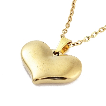 Heart 304 Stainless Steel Pendant Necklaces, Cable Chains Necklaces for Women, Real 18K Gold Plated, 15.75 inch(40cm), pendant: 15.5x20mm