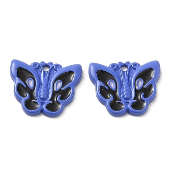 Spray Painted Alloy Enamel Pendants, Butterfly Charm, Royal Blue, 15.5x18x2mm, Hole: 1.6mm