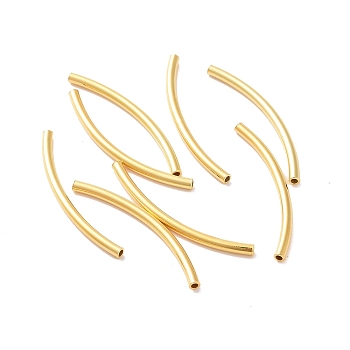 925 Sterling Silver Tube Beads, Curved Tube, Real 18K Gold Plated, 25x1.5mm, Hole: 1mm, about 42pcs/10g