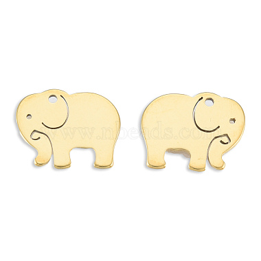 Real 18K Gold Plated Elephant 304 Stainless Steel Charms