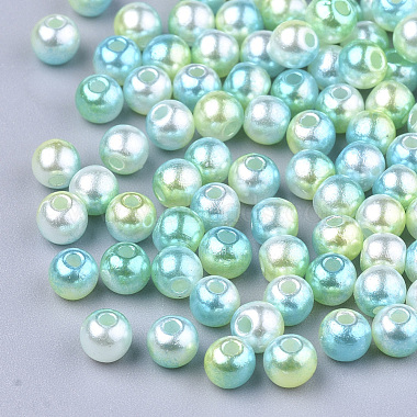 Perles en plastique imitation perles arc-en-abs(OACR-Q174-5mm-03)-2