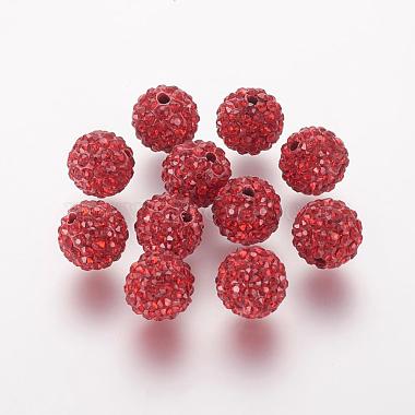 8mm FireBrick Round Polymer Clay+Glass Rhinestone Beads