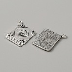 50Pcs Tibetan Style Alloy Pendant Rhinestone Settings, Book Charm, Antique Silver, Fit For 1.2mm Rhinestone, 25.5x21.5x2mm, Hole: 1.8mm(TIBEP-WH0004-12)