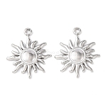 304 Stainless Steel Pendants, Sun Charms, Non-Tarnish, Stainless Steel Color, 19x16x2mm, Hole: 1.4mm(STAS-A133-06P)