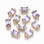 Transparent Glass Links Connectors, with Light Gold Tone Brass Findings, Long-Lasting Plated, Cadmium Free & Lead Free, Rectangle, Lilac, 12x6x4.5mm, Hole: 1.4mm(X-GLAA-S179-23C-RS)