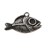 304 Stainless Steel Big Pendants, Fish Charms, Antique Silver, 16x26.7x4.5mm, Hole: 2mm(STAS-B128-12AS)