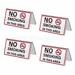 4Pcs Stainless Steel Hotel Resturant Table No Smoking Tent Sign, Stainless Steel Color, Word, 60x100x1.2mm(DJEW-WH20124-003)