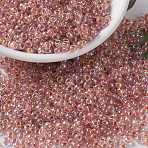 MIYUKI Round Rocailles Beads, Japanese Seed Beads, (RR275) Dark Peach Lined Crystal AB, 8/0, 3mm, Hole: 1mm, about 2111~2277pcs/50g(SEED-X0055-RR0275)