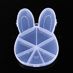 Easter Rabbit 9 Grids Plastic Bead Storage Containers with Hinged Lid, Clear, 14.9x10.3x2cm(CON-T001-07)