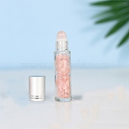 Natural Rose Quartz Roller Ball Bottles, with Plastic Cover, SPA Aromatherapy Essemtial Oil Empty Glass Bottle, 2x8.5cm, Capacity: 10ml(0.34fl. oz)(BOTT-PW0011-70A-03)