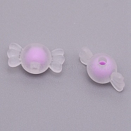 Transparent Clear Acrylic Beads, Frosted, DIY Accessories, Bead in Bead, Candy, Purple, 8.5x16.5x8.5mm, Hole: 2mm(FACR-CJC0002-01B)