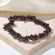 Chips Natural Garnet Beaded Stretch Bracelets, 1-3/4 inch(4.5cm)(BJEW-JB01826-09)