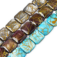 Natural Freshwater Shell Beads Strands, Dyed and Drawbench, Square, Mixed Color, 18x18x4.5mm, Hole: 0.7mm, about 22pcs/strand, 15.55 inch(39.5cm)(SHEL-N026-173)