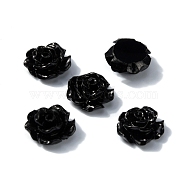 Opaque Resin Cabochons, Rose, Black, 9x9mm(CRES-WH0013-04A)