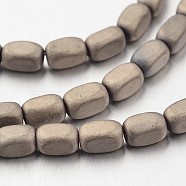 Electroplate Non-magnetic Synthetic Hematite Bead Strands, Frosted, Cuboid, Antique Bronze Plated, 5x3mm, Hole: 1mm, about 87pcs/strand, 15.7 inch(G-F300-40B-F06)