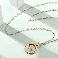 Brass Twelve Constellations Tarot Pendant Necklaces, Flat Round, Real 18K Gold Plated, Cancer, 17.72 inch(45cm)(NJEW-Q006-01F-G)