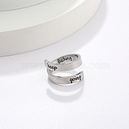 Stainless Steel Cuff Rings, Word, Stainless Steel Color, 4.5mm(YE2589-1)