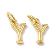 Brass Pendants, with Jump Ring, Letter Y, 10.5x6x1.5mm, Ring: 5x1mm, inner diameter: 3mm(KK-M273-03G-Y)