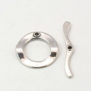 Tibetan Style Toggle Clasps, Lead Free & Cadmium Free & Nickel Free, Antique Silver Color, Bar: 47x6x2mm, hole: 2mm, Ring: 30x2mm, hole: 2mm(X-K090Z042)
