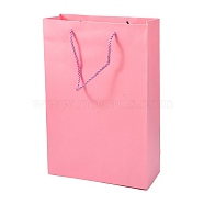 Rectangle Paper Gift Bags, with Handles, Shopping Bags, Pink, 37x25x0.4cm(CARB-C002-01A-01)