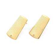 Ion Plating(IP) 304 Stainless Steel Stud Earring Findings, Trapezoid, Texture, Real 18K Gold Plated, 21x10.5mm, Hole: 1.2mm(EJEW-M094-01G)