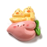 Animal Duck Theme Opaque Resin Decoden Cabochons, Peach, 25.5x24x10mm(CRES-B020-01D)