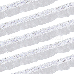 Polyester Lace Ribbon, Pleated Lace Trim, for Garment Accessories, White, 1-3/8 inch(36mm), about 12.58 Yards(11.5m)/Card(DIY-WH0530-65A)