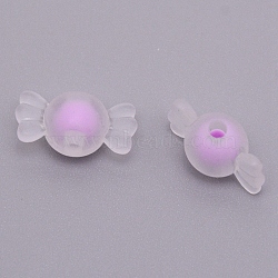 Transparent Clear Acrylic Beads, Frosted, DIY Accessories, Bead in Bead, Candy, Purple, 8.5x16.5x8.5mm, Hole: 2mm(FACR-CJC0002-01B)