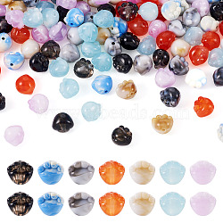 140Pcs 7 Colors Two Tone Acrylic Beads, Paw, Mixed Color, 11x12x9~10mm, Hole: 1.8mm, 20pcs/color(TACR-TA0001-50A)