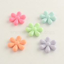 Opaque Acrylic Flower Beads, Mixed Color, 24x5mm, Hole: 2mm, about 450pcs/500g(SACR-Q100-M091)