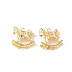 Brass Charms, Cadmium Free & Nickel Free & Lead Free, Horse, Real 18K Gold Plated, 12.5x14x6.8mm, Hole: 1.4mm(X-KK-Q816-30G)
