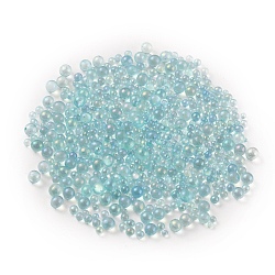 Glass Beads, No Hole, Round, Colors Vary in Shades, Light Blue, 0.4~3mm, 720~1000Pcs/bag(GLAA-WH0030-12I)