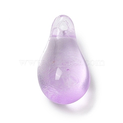 Glass Charms, Succulent, Teardrop, Lilac, 14.5x7.5x5mm, Hole: 1.2mm(GLAA-A011-01D)