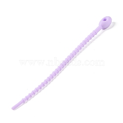 Oval Shape Silicone Cable Zip Ties, Cord Organizer Strap, for Wire Management, Violet, 128x8x7mm(AJEW-C034-03I)