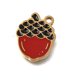 304 Stainless Steel Enamel Pendants, Ion Plating(IP), Golden, Pine Cones Charms, 14x11x1.4mm, Hole: 1.4mm(SA-CBAA2E4-10C-G)