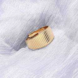 304 Stainless Steel Open Cuff Rings for Women, Ion Plating(IP), Real 18K Gold Plated, 9mm, Inner Diameter: 17.2mm(RJEW-K309-24G)