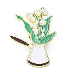 Flower with Coffee Pot Enamel Pins, Alloy Brooches for Backpack Clothes, Medium Sea Green, 35.5x27mm(JEWB-V002-13D)